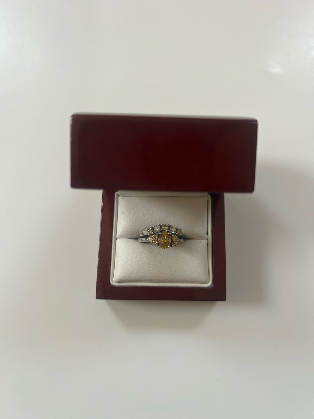 Diamond engagement ring Gia certified oval size 4.5 yellow white  14kt gold